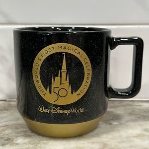 Walt Disney World 50th Anniversary Black & Gold Starbucks Coffee Mug Siren NEW